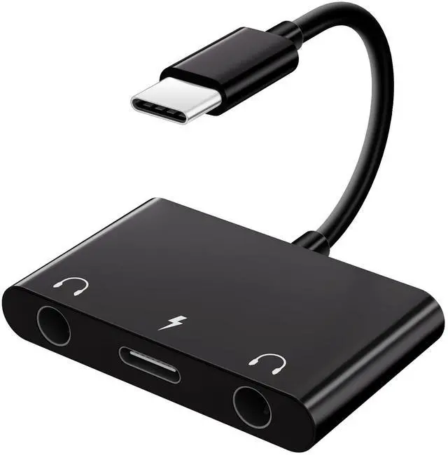 Main image of USB C Headphone Adapter,3 in 1 USBC to 3.5mm Dual Headphone Jack Adapter for Stereo,USB-C Audio Adapter with Type-c Fast Charging Port,Headphone Splitter Compatible iPad Pro,Samsung,Google