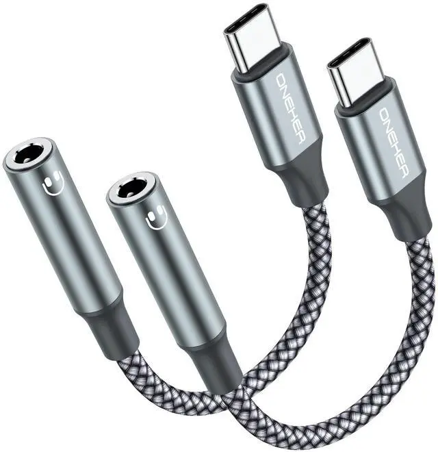 Main image of USB Type C to 3.5mm Headphone Jack Adapter, (2-Pack) USB C to Aux Female Audio Dongle Cable Cord Compatible with iPhone 16/15 Pro/15 Plus/15 Pro Max,iPad Pro,MacBook, Samsung Galaxy S24 S23 S22