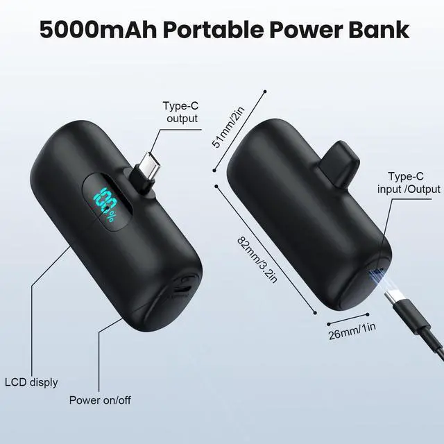 Alt view image 5 of 7 - Mini Portable Charger USB C Power Bank,Upgraded 5000mAh PD Fast Charging Battery Pack Built-in USB-C Connector Travel Essential for iPhone17/17Pro/17Pro Max/Air/16 Plus/16Pro Max/15 Series,Android