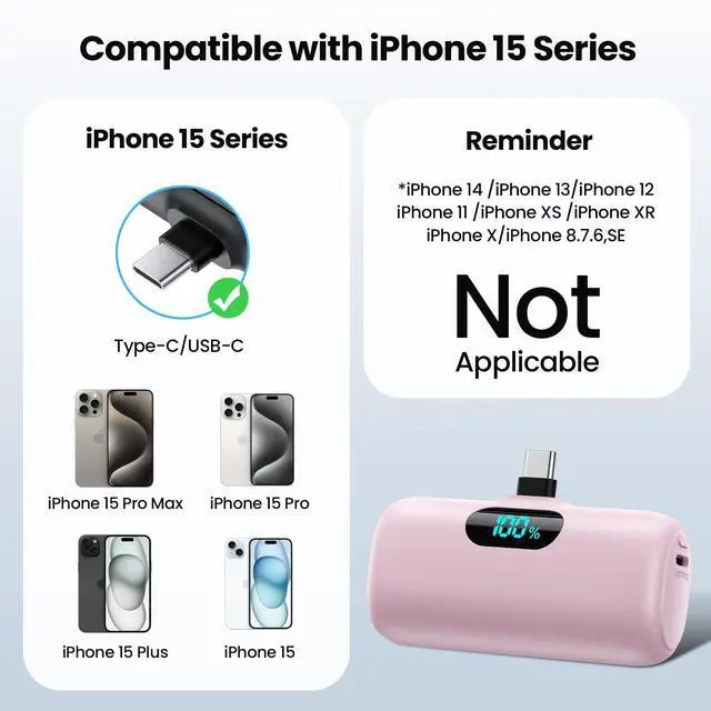 Alt view image 2 of 7 - Mini Portable Charger USB C Power Bank,Upgraded 5000mAh PD Fast Charging Battery Pack Built-in USB-C Connector Travel Essential for iPhone17/17Pro/17Pro Max/Air/16 Plus/16Pro Max/15 Series,Android etc