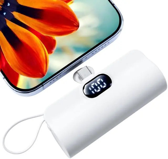 Main image of Mini Power Bank,Capsule Power Phone Charger 5500mAh,Portable Charger with Dual USB-C Ports for iPhone 17/16/15/15 plus/15 pro/15 pro Max/Android Phone/Samsung/Moto/LG etc (White)