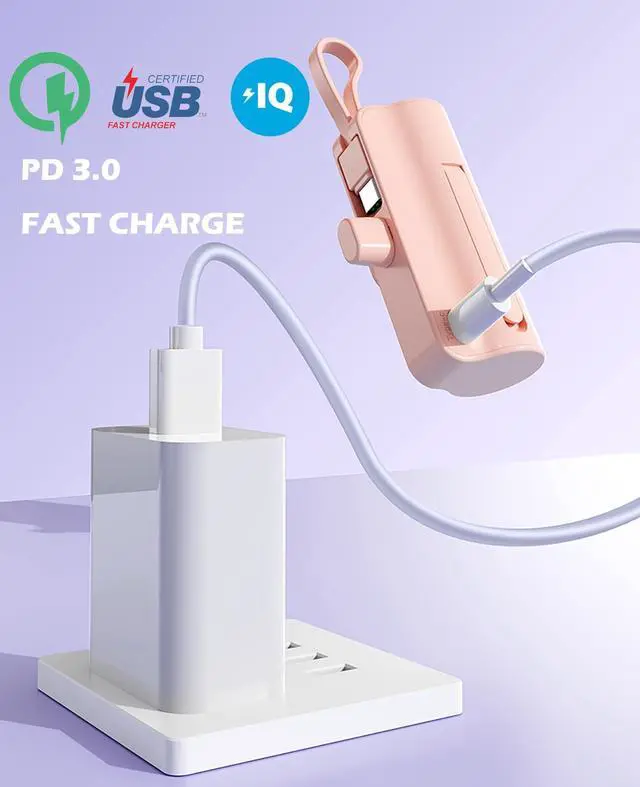 Alt view image 7 of 7 - Mini Power Bank,Capsule Power Phone Charger 5500mAh,Portable Charger with Dual USB-C Ports for iPhone 17/16/15/15 plus/15 pro/15 pro Max/Android Phone/Samsung/Moto/LG etc (White)