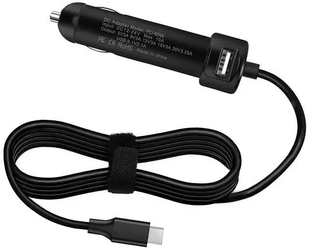Alt view image 5 of 6 - 12-24V DC 65W Car Charger Compatible with Dell Latitude 13 14 15 5430 7210 Precision 3570 XPS 13 Plus Laptop Power Supply Compatible with Lenovo Asus HP Acer 65W Car Charger
