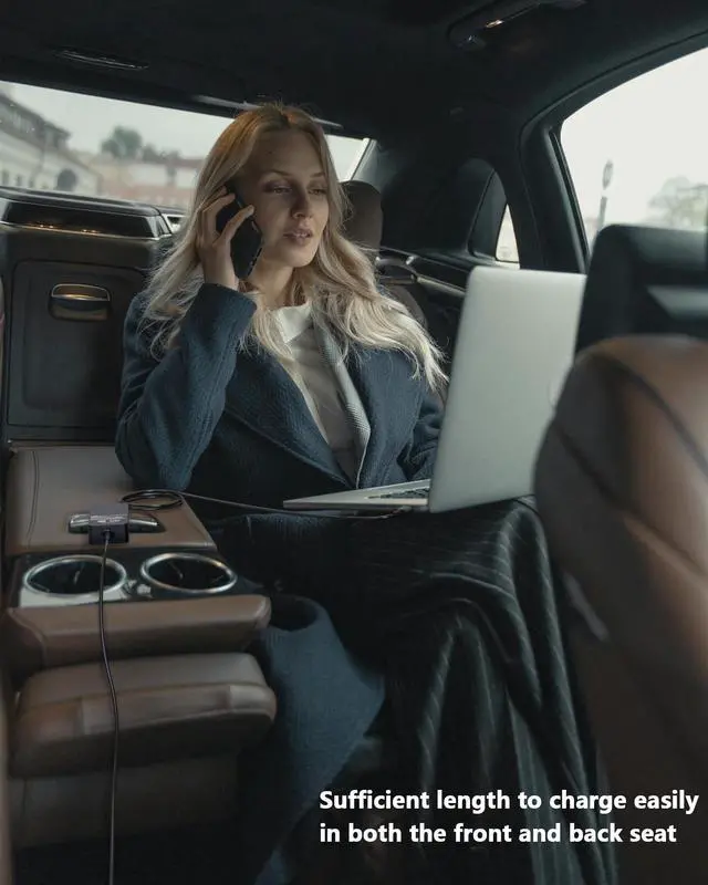 Alt view image 6 of 7 - 100W USB-C Laptop Car Charger Compatible with Dell, HP, Lenovo, MacBook, Microsoft Surface, MSI, Acer, Samsung, Asus, LG gram, Razer, Google Pixel Universal Type C Power Adapter