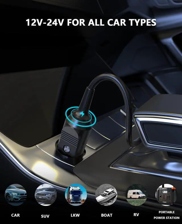 Alt view image 4 of 7 - 100W USB-C Laptop Car Charger Compatible with Dell, HP, Lenovo, MacBook, Microsoft Surface, MSI, Acer, Samsung, Asus, LG gram, Razer, Google Pixel Universal Type C Power Adapter