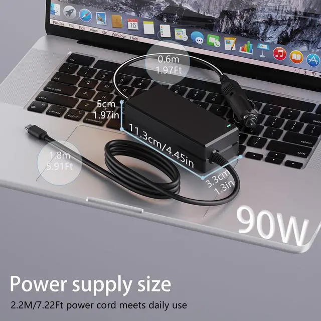 Alt view image 2 of 7 - 90W USB-C Laptop Car Charger Compatible with MacBook Pro/Air, Dell XPS/Latitude, HP, Lenovo, ASUS, Acer, Chromebook, Surface More Type-C Laptop Devices