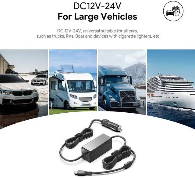 Alt view image 6 of 7 - Laptop Car Charger USB C PD 100W 95W 90W 65W 45W DC Adapter for Lenovo Thinkpad/Yoga/IdeaPad,Dell Latitude/XPS,LG Gram,MacBook Pro/Air,HP Spectre/Elitebook,Surface,Acer,Asus,MSI,Chromebook Charger