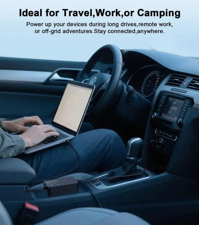 Alt view image 4 of 6 - Laptop Car Charger 100W, USB C Port Replacement for MacBook Pro/Air, Dell, HP, Lenovo,ASUS, Acer - with Extra USB-A Port for Tablets, Phones, Earbuds and More Other USBC Devices Computer AC Adapter