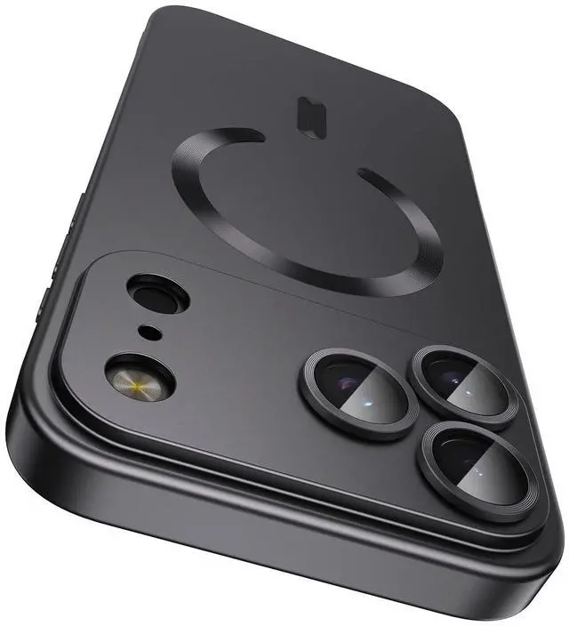 Main image of Magnetic for iPhone 17 Pro Max Case, Compatible with MagSafe, Built-in Camera Lens Protector, Slim Thin Soft Silicone Bumper Shockproof Metallic Luster Phone Case, Black