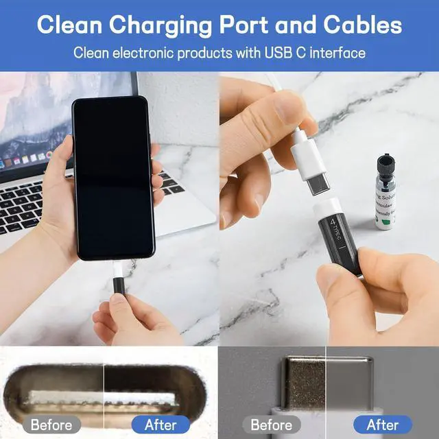 Alt view image 5 of 7 - iPhone Cleaning Kit CleaniKu Phone Cleaner - iPhone Charging Port Cleaning Tool, Multi-Tool Phone Repair Restore with Speaker Cover, USB C Cleaning Kit for Lightning Cables,Connectors,Speakers,Airpod