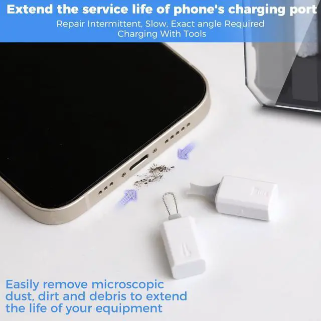 Alt view image 3 of 7 - iPhone Charging Port Cleaning Tool,USB C Cleaning Kit for Cell Phone Airpod, Repair Kit for Laptop PC Data Cable (White)