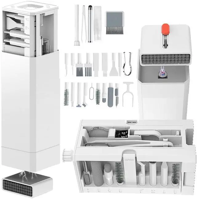 Main image of Cell Phone Cleaning Kit, iPhone Cleaning Kit for Charging Port Cleaner Keyboard Cleaning Kit for Airpods/Android/USB C/Earbuds/Laptop/iPad/Camera Lens with Stylus Pen (White)