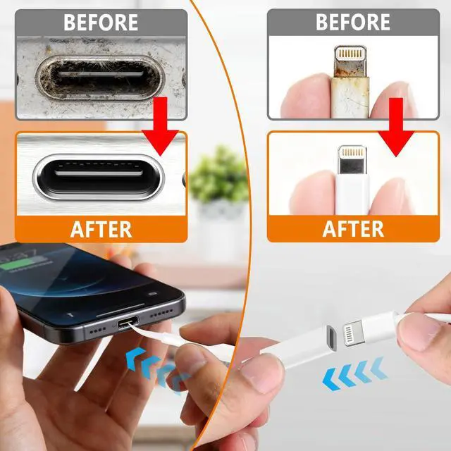 Alt view image 3 of 7 - Cell Phone Cleaning Kit, iPhone Cleaning Kit for Charging Port Cleaner Keyboard Cleaning Kit for Airpods/Android/USB C/Earbuds/Laptop/iPad/Camera Lens with Stylus Pen (White)