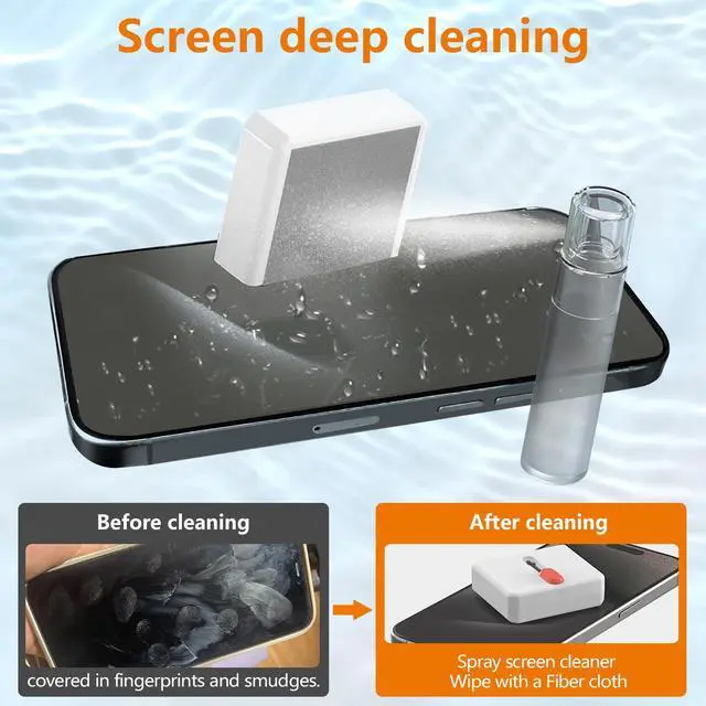 Alt view image 7 of 7 - Cell Phone Cleaning Kit, iPhone Cleaning Kit for Charging Port Cleaner Keyboard Cleaning Kit for Airpods/Android/USB C/Earbuds/Laptop/iPad/Camera Lens with Stylus Pen (White)