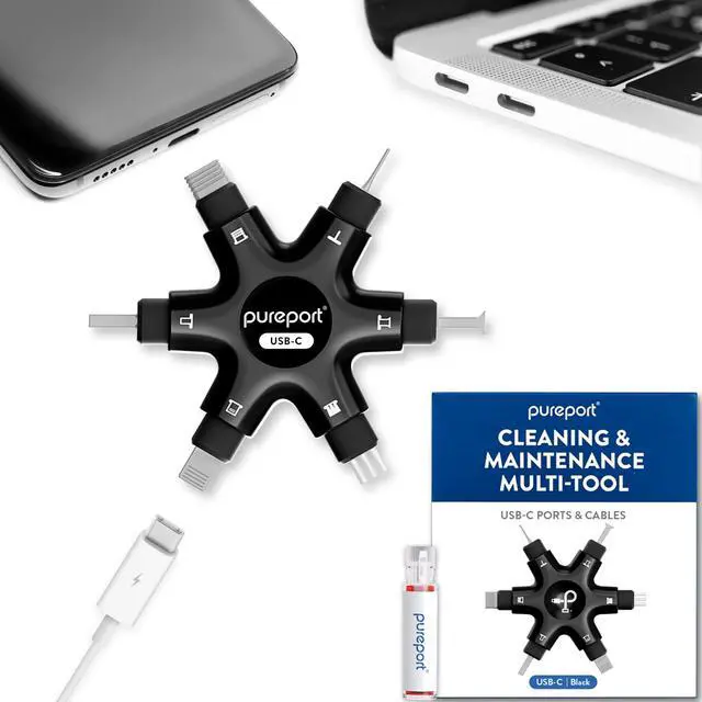 Main image of USB-C Multi-Tool Phone Cleaning Kit | Clean Repair & Restore Cell Phone Tablet & Laptop USB C Ports & Cables | Fix Unreliable & Bad Connections | Extend The Life of Your Tech Devices (Black)