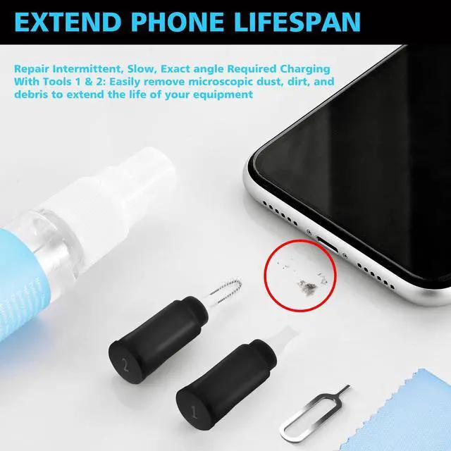 Alt view image 3 of 7 - Cleaner Kit for AirPod, Multi-Tool iPhone Cleaning Kit, Cell Phone Cleaning Repair & Recovery iPhone and iPad (Type C) Charging Port, Lightning Cables, and Connectors, Easy to Store and Carry Design