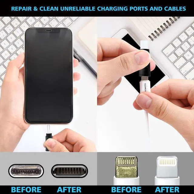 Alt view image 5 of 7 - Cleaner Kit for AirPod, Multi-Tool iPhone Cleaning Kit, Cell Phone Cleaning Repair & Recovery iPhone and iPad (Type C) Charging Port, Lightning Cables, and Connectors, Easy to Store and Carry Design