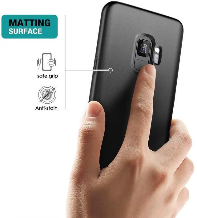 Alt view image 4 of 7 - Case for Samsung Galaxy S9,Built in Screen ProtectorSupport Wireless Charging Rugged Back Cover Hybrid Bumper 360 Protective Case Matte Shockproof for S9 Case 5.8"(Black)