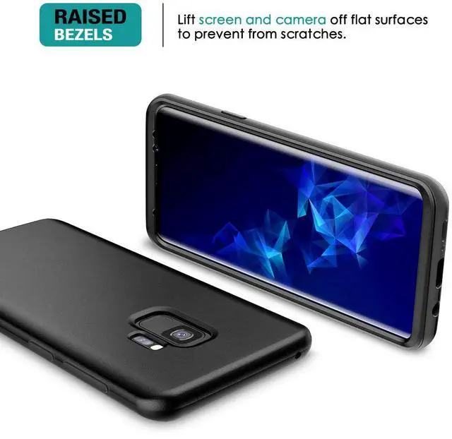 Alt view image 5 of 7 - Case for Samsung Galaxy S9,Built in Screen ProtectorSupport Wireless Charging Rugged Back Cover Hybrid Bumper 360 Protective Case Matte Shockproof for S9 Case 5.8"(Black)