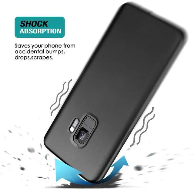 Alt view image 6 of 7 - Case for Samsung Galaxy S9,Built in Screen ProtectorSupport Wireless Charging Rugged Back Cover Hybrid Bumper 360 Protective Case Matte Shockproof for S9 Case 5.8"(Black)