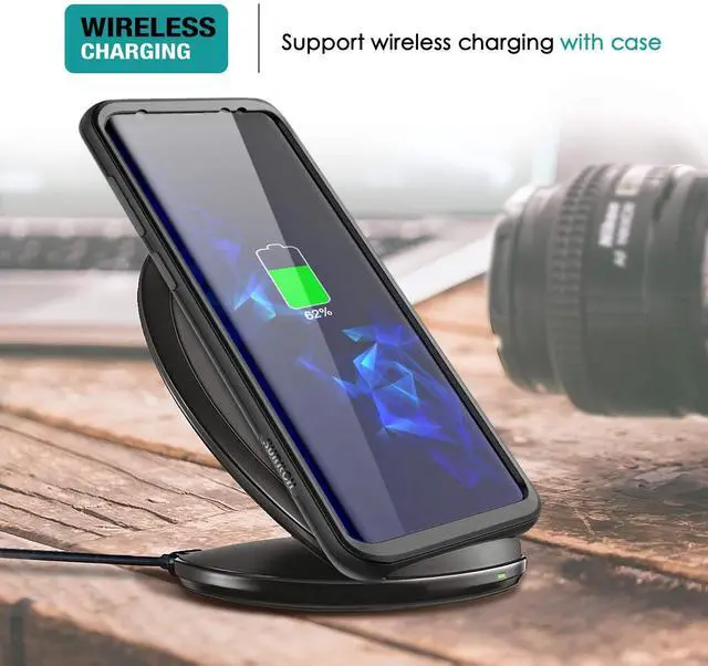 Alt view image 7 of 7 - Case for Samsung Galaxy S9,Built in Screen ProtectorSupport Wireless Charging Rugged Back Cover Hybrid Bumper 360 Protective Case Matte Shockproof for S9 Case 5.8"(Black)