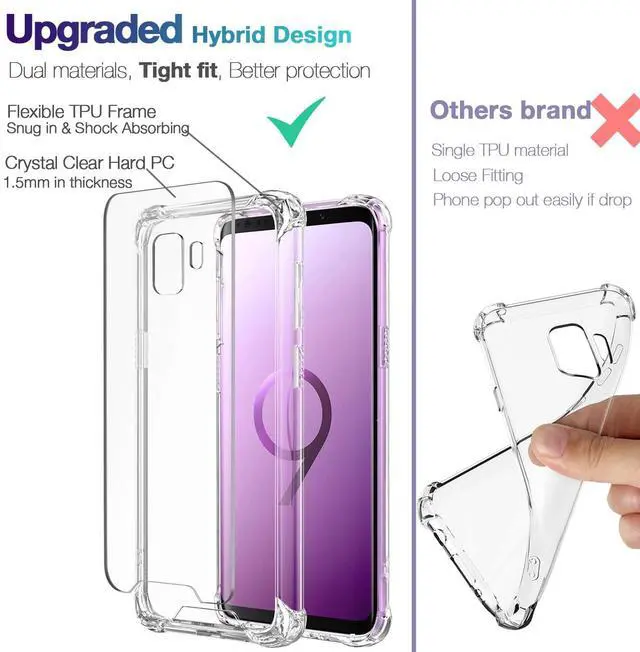 Alt view image 2 of 7 - Clear Case for Samsung Galaxy S9, Airbags Corners Shockproof Bumper Protective Cover Hybrid Design Hard PC Back + Flexible TPU Frame