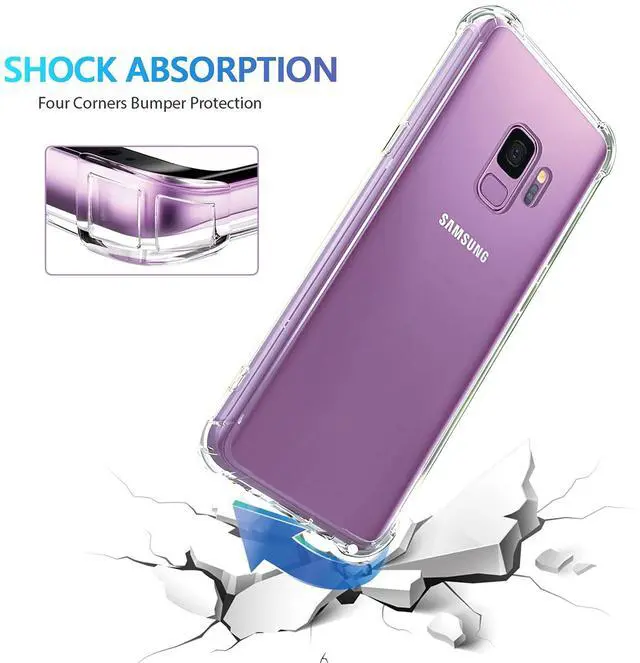Alt view image 3 of 7 - Clear Case for Samsung Galaxy S9, Airbags Corners Shockproof Bumper Protective Cover Hybrid Design Hard PC Back + Flexible TPU Frame