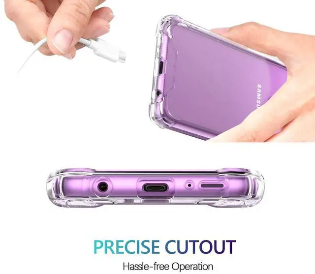 Alt view image 5 of 7 - Clear Case for Samsung Galaxy S9, Airbags Corners Shockproof Bumper Protective Cover Hybrid Design Hard PC Back + Flexible TPU Frame