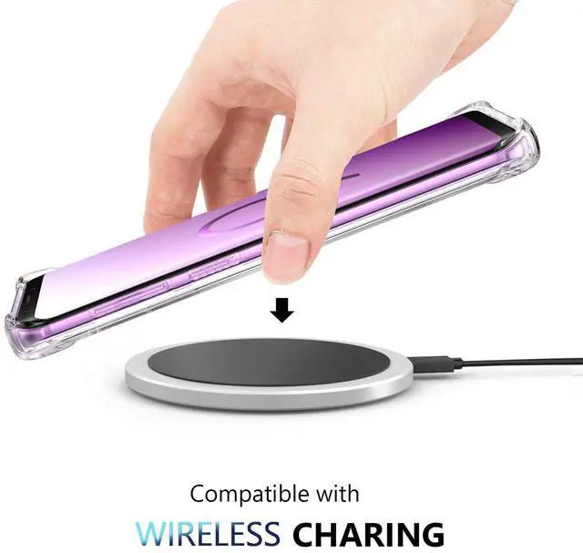 Alt view image 6 of 7 - Clear Case for Samsung Galaxy S9, Airbags Corners Shockproof Bumper Protective Cover Hybrid Design Hard PC Back + Flexible TPU Frame