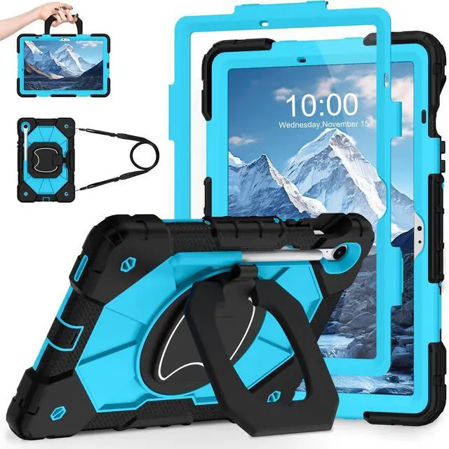 Main image of Case for Samsung Galaxy Tab S10 Lite/S10 FE/S9 FE 10.9 Inch Galaxy Tab S9 11 Inch,Shockproof Cover for Samsung S9 FE Tablet Case with Screen Protector Rotate Stand Pen Holder,Black Blue