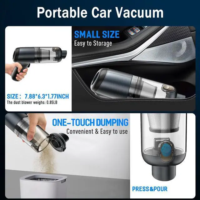 Alt view image 6 of 6 - Mini car Vacuum Cleaner,3 in 1 Handheld Vacuum Cordless 12000Pa high Power dust Buster,2-Speed Portable Vacuum brushless Motor air Duster,Rechargeable Hand Vacuum Cleaner for car Home Keyboard