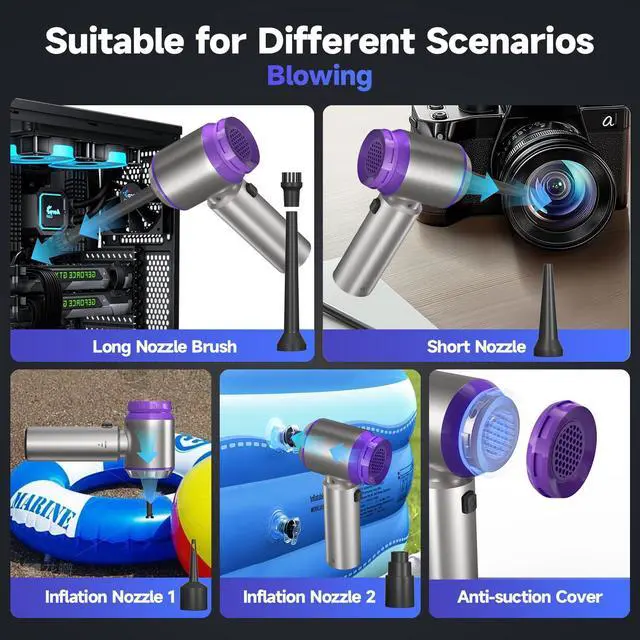 Alt view image 3 of 7 - Car Vacuum Portable Cordless, 22000PA High Power handheld Vacuum Cleaner with Brushless Motor,11 in 1 Mini Hand Held Vacuum Cordless Rechargeable Air Duster/Blower/Pump for Car, Home, Pet, Office