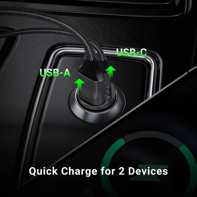 Alt view image 7 of 7 - 125W (PD65W+QC60W) Car Charger USB C/A Plug Outlet, 12-24 Volt Dual Port Fast Charge, Cigarette Lighter Adapter for iPhone 17/16/15/14/13/12/Pro/Max, MacBook/iPad/Samsung/Other Android Devices