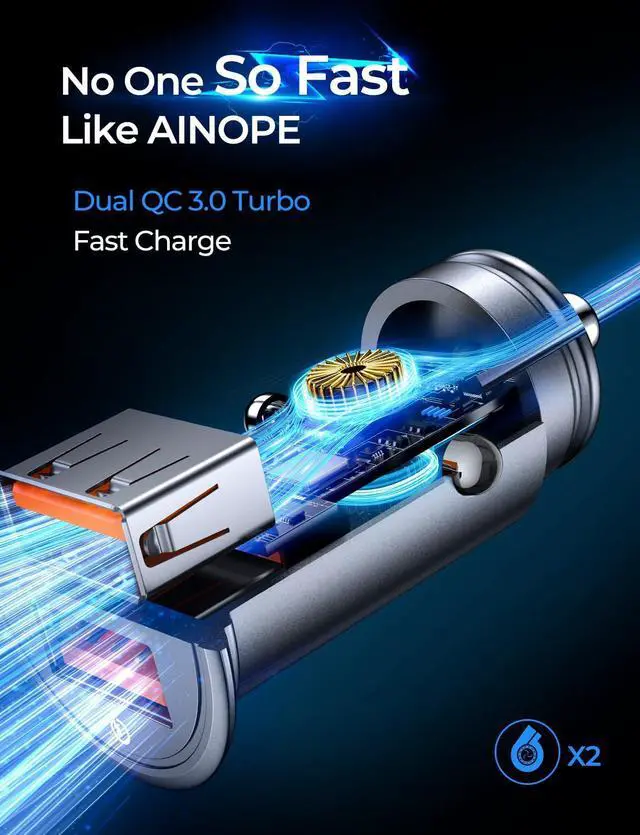 Alt view image 4 of 7 - Super Fast Car Charger USB Car Charger Adapter 45W All Metal Lighter Android USB Quick Charge for iPhone 17 Pro Max 16e 16 15 14 13 12 11pro x 8 Samsung S25 S24 S23 S22 Car Charger