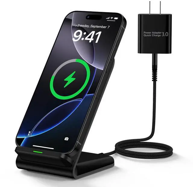 Main image of Samsung S25 Wireless Charger Stand Wireless Phone Charger for Android Samsung Galaxy S25 Ultra S24FE S23 S22 S21 S20 S10, Wireless Charging Station for iPhone 17 Pro Max 16 Pro Max 15 14 with Adapter