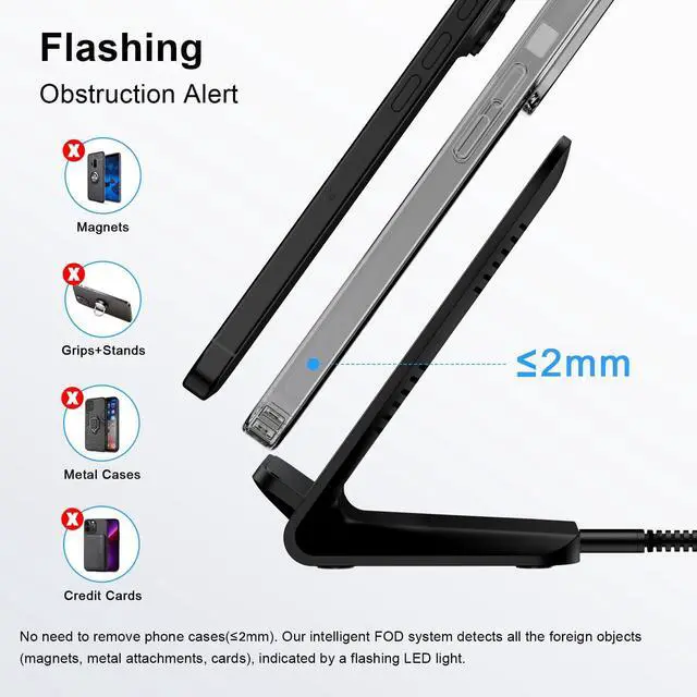 Alt view image 6 of 7 - Samsung S25 Wireless Charger Stand Wireless Phone Charger for Android Samsung Galaxy S25 Ultra S24FE S23 S22 S21 S20 S10, Wireless Charging Station for iPhone 17 Pro Max 16 Pro Max 15 14 with Adapter