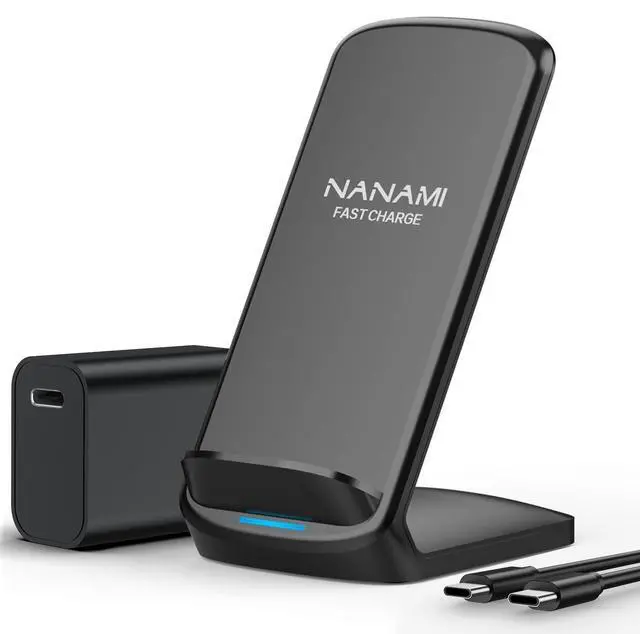 Main image of NANAMI Fast Wireless Charger, Qi Certified Wireless Charging Stand with PD20W Adapter USB Charger for iPhone 17/17 Air/17 Pro/17 Pro Max/16/15/14/13,10W for Samsung Galaxy S25/S24/S23/S22/S21/Note 20