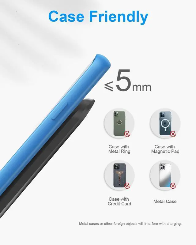 Alt view image 7 of 7 - Upgraded Fast Wireless Charger, Qi-Certified Wireless Charging Stand Compatible with Samsung Galaxy S25/S24/S23/S22/S21/S20 & Qi Phone Charger for iPhone 17/17 Air/16/16 Plus/16 Pro/15/14/13