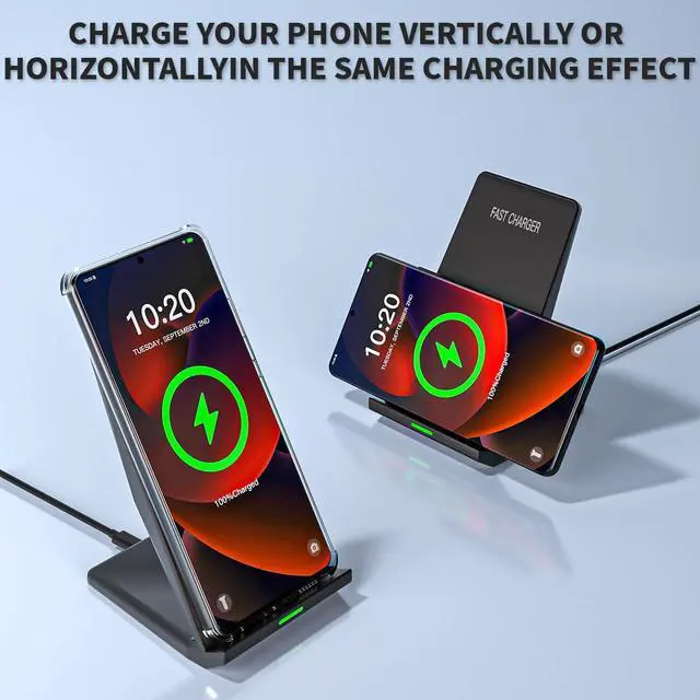 Alt view image 2 of 7 - Wireless Charger Station,15W Desk Wireless Charging Stand 20W USB C Adapter for Apple iPhone 17 Pro/17/17/Air/16 Pro/16E/16 Plus/15/14/13,Samsung Galaxy S25/S24/S23/S22/Z Flip Fold/Note 20,Google etc