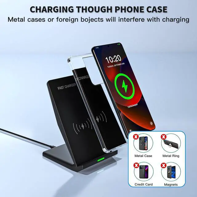 Alt view image 7 of 7 - Wireless Charger Station,15W Desk Wireless Charging Stand 20W USB C Adapter for Apple iPhone 17 Pro/17/17/Air/16 Pro/16E/16 Plus/15/14/13,Samsung Galaxy S25/S24/S23/S22/Z Flip Fold/Note 20,Google etc