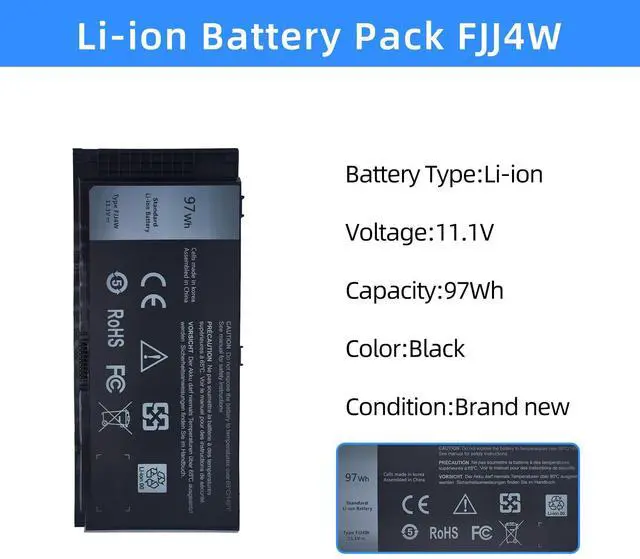 Alt view image 2 of 7 - FJJ4W Laptop Battery Replacement for Dell Precision M4600 M4700 M4800 M6600 M6700 M6800 Series Notebook FV993 R7PND V7M28 H1MNH N71FM