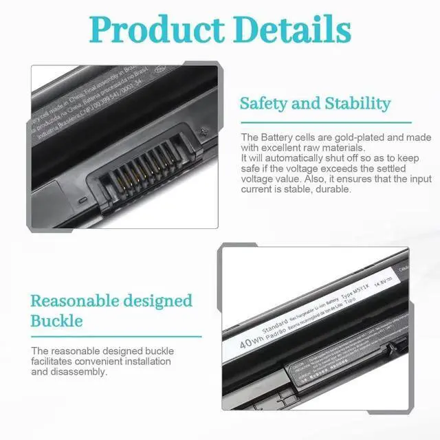 Alt view image 2 of 5 - New M5Y1K Laptop Battery Compatible with Dell Inspiron 15 5000 5555 5558 5559 3552 3558 3567 14 3451 3452 3458 5458 17 5755 5758 Rechargeable 40WH Battery GXVJ3 VN3N0 YU12005-13001D