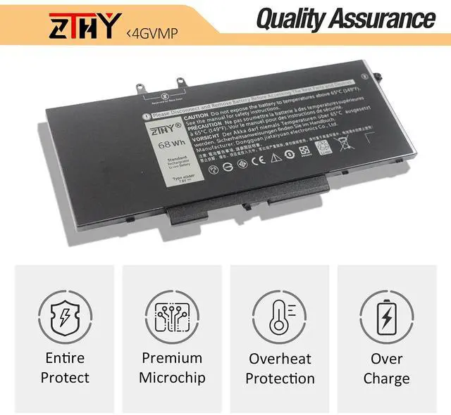 Alt view image 5 of 7 - 4GVMP 68Wh Laptop Battery Replacement for Dell Latitude 5400 5500 Precision 3540 3550 Inspiron 7590/7591/7791 2-in-1 P84F P84F001 P42E P42E001 P98G001 P80F001 RF7WM X77XY C5GV2 R8D7N 1V1XF 7.6V 4-Cell