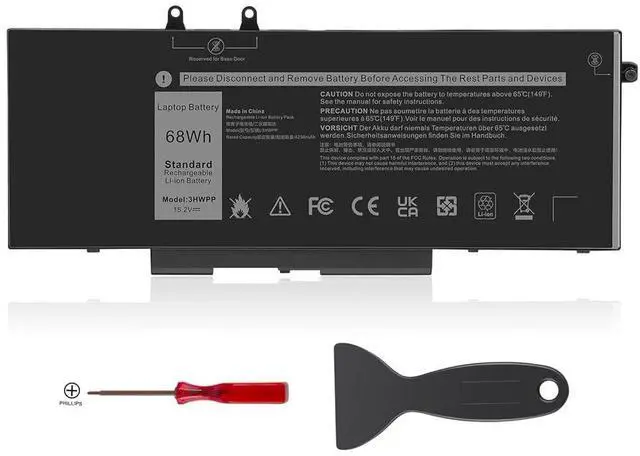 Alt view image 2 of 7 - 68Wh 3HWPP Laptop Battery Replacement for Dell Latitude 5401 5410 5411 5501 5510 5511 Precision 3541 3551 Inspiron 7706 2-in-1, 17 7500/7506 2-in-1 Black 10X1J N2NLL 1VY7F 451-BCMN 15.2V