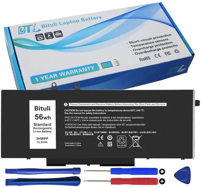 Main image of 3HWPP Replacement Battery for Dell Latitude 5410 5510 5501 5401 5411 5511 Precision 3541 3551 7706 2-in-1 17 7500 7506 2-in-1 Black 03HWPP 10X1J N2NLL 1VY7F 451-BCMN 56Wh