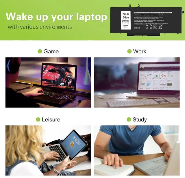 Alt view image 5 of 6 - 3HWPP Replacement Battery for Dell Latitude 5410 5510 5501 5401 5411 5511 Precision 3541 3551 7706 2-in-1 17 7500 7506 2-in-1 Black 03HWPP 10X1J N2NLL 1VY7F 451-BCMN 56Wh