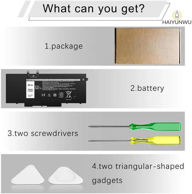 Alt view image 3 of 7 - 68Wh 3HWPP Laptop Battery Compatible with Dell Latitude 5401 5410 5411 5501 5511 5510 Precision 3541 3550 3551 Inspiron 7500 7506 7706 2-in-1 03HWPP 10X1J N2NLL 1VY7F 451-BCMN