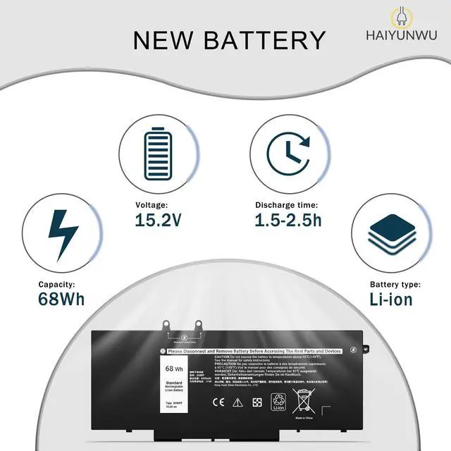 Alt view image 6 of 7 - 68Wh 3HWPP Laptop Battery Compatible with Dell Latitude 5401 5410 5411 5501 5511 5510 Precision 3541 3550 3551 Inspiron 7500 7506 7706 2-in-1 03HWPP 10X1J N2NLL 1VY7F 451-BCMN