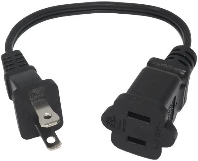 Alt view image 5 of 6 - Short Extension Cord, 2 Prong 8-Inch Small Extension Cord Outlet Saver, 18AWG Power Cord Cable for Indoor, NEMA 5-15P to NEMA 5-15R, 2 Pack, Black