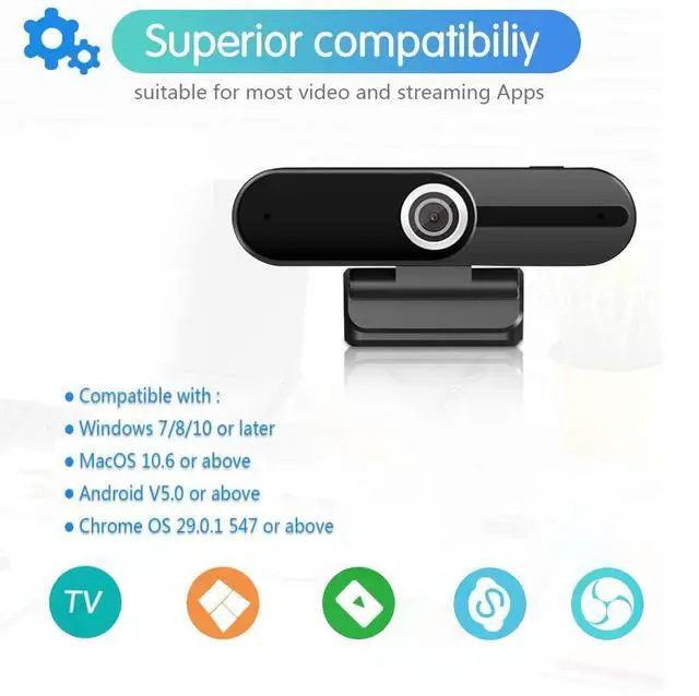 Alt view image 2 of 7 - 1080P Webcam with Microphone,Full HD Webcam,USB Desktop Laptop Computer Web Camera,Plug and Play,for Windows Mac OS,for Video Streaming,Calling,Conferencing,Online Teaching,Gaming